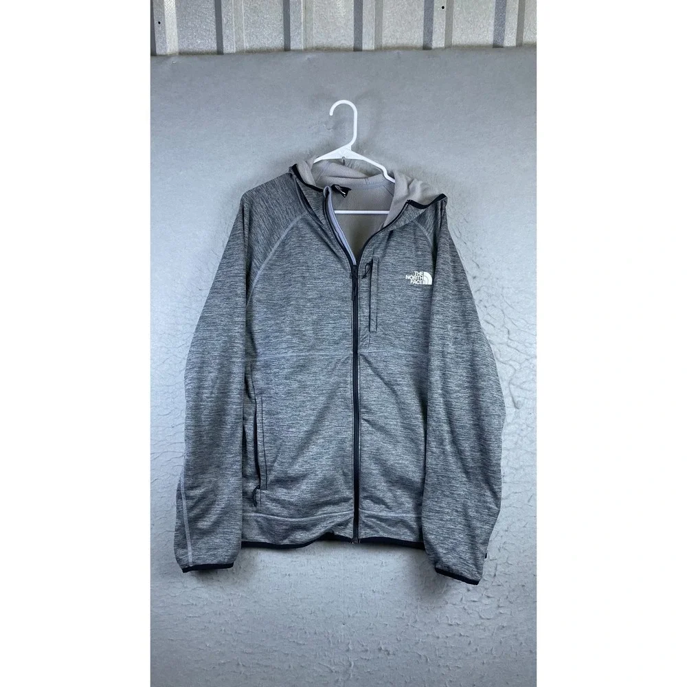 The North Face Full Zip Hoodie Men XL Gray Excellent Fleece Jacket Raglan Sleeve